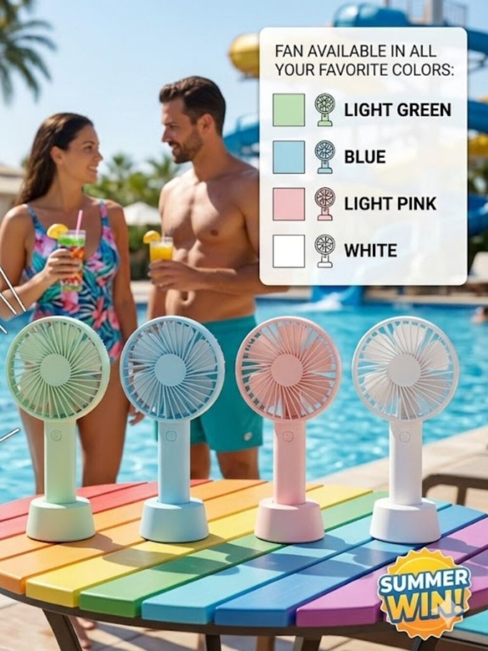 🆕 NIB Pastel Portable Mini Handheld Fan with Desktop Base - 3 Speeds & Type-C